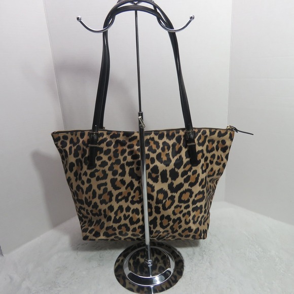 Kate Spade Set Schuyler Brown Leopard Print Shoulder Handbag Purse Card & Wallet - Picture 8 of 10